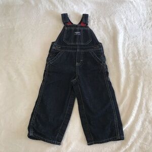 OSHKOSH B'GOSH / Toddler Fleece Lined Denim Carpenter Overalls Size 18M